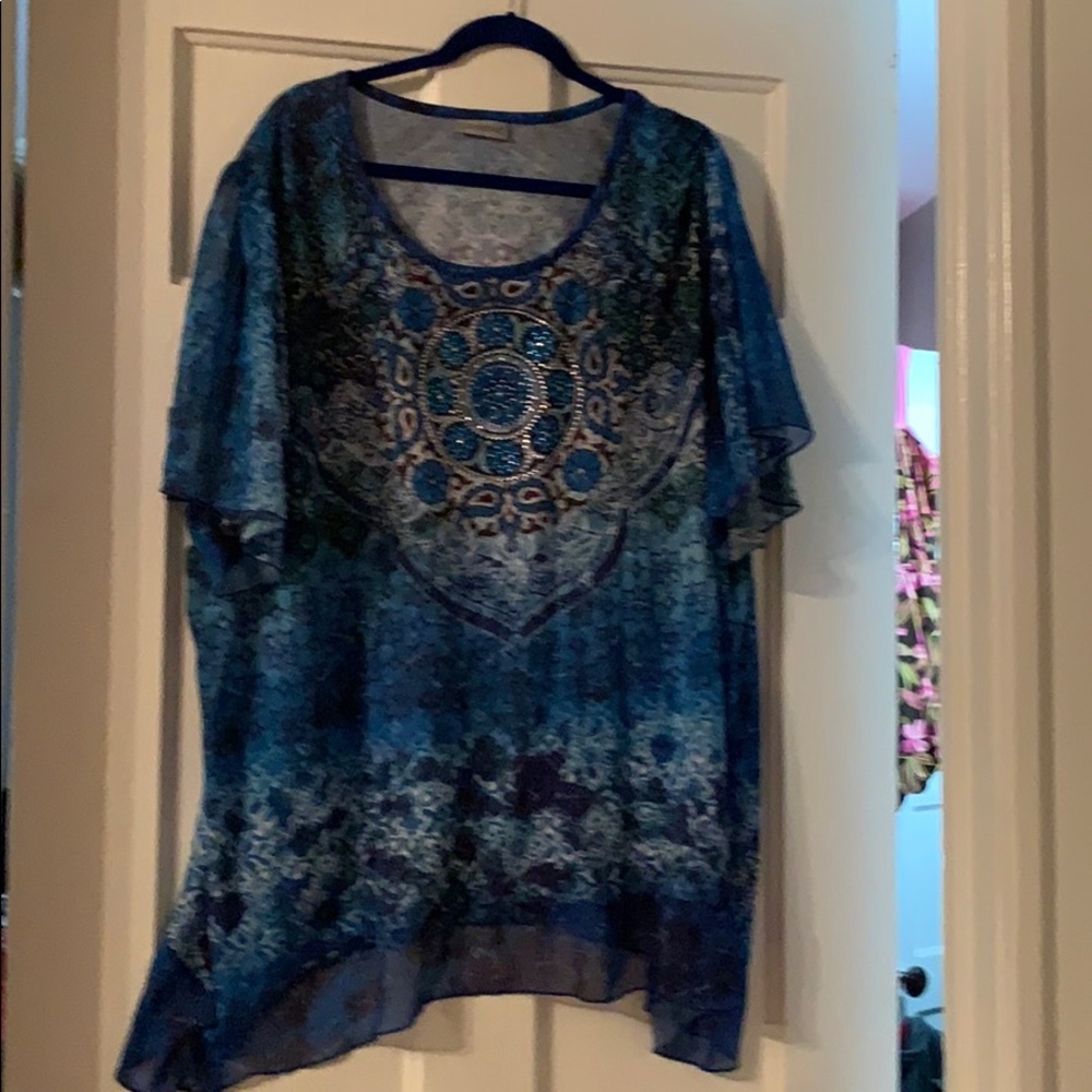Catherine’s blouse mandala design with rhinestones